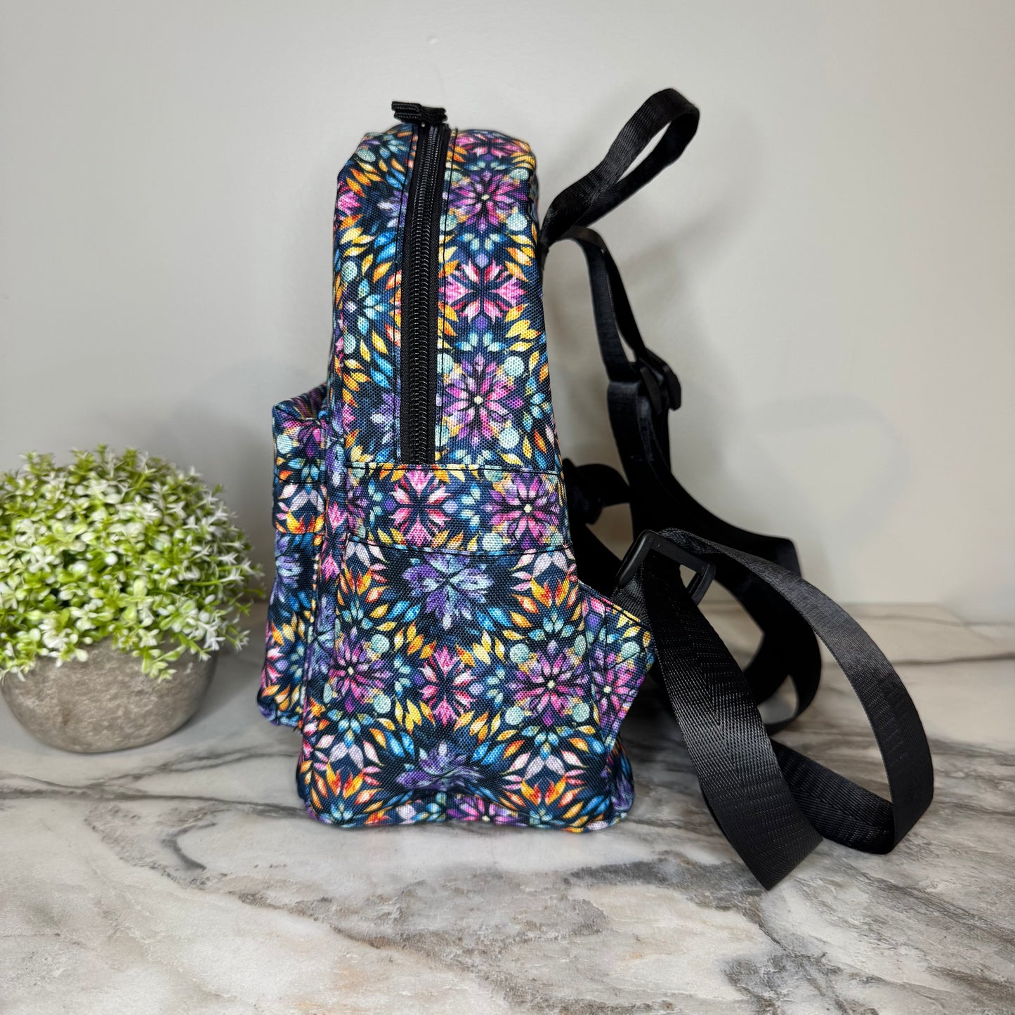 Mini Backpack - Bold Purple Orange Pink Tie Dye