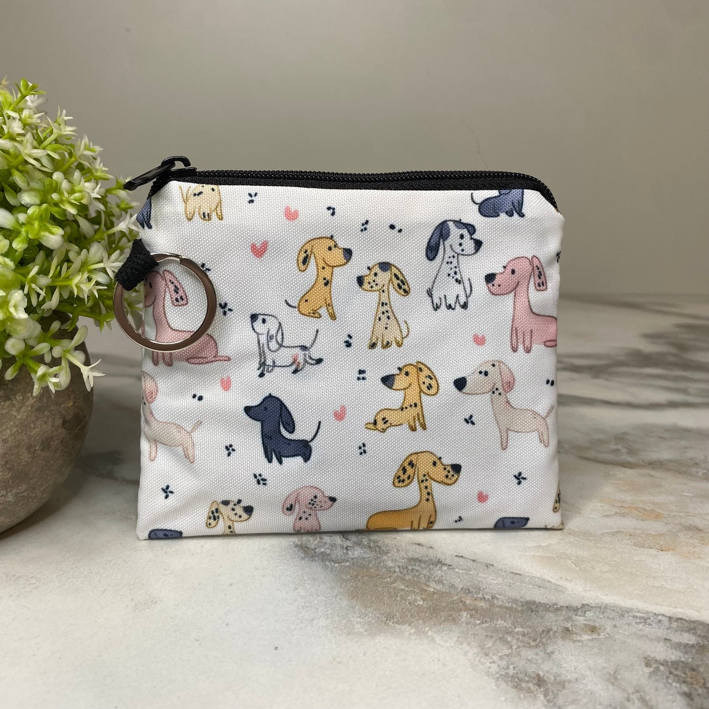Mini Pouch - Dog, Cartoon Dogs & Hearts