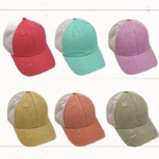 C.C. Distressed Ponytail Hats (Multiple Options Available)