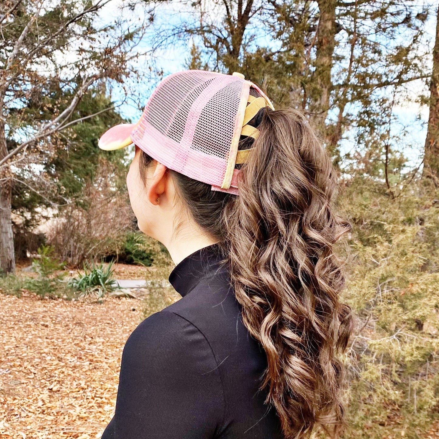 Tie Dye Trucker Ponytail Hat | Mesh Back Criss Cross Cap