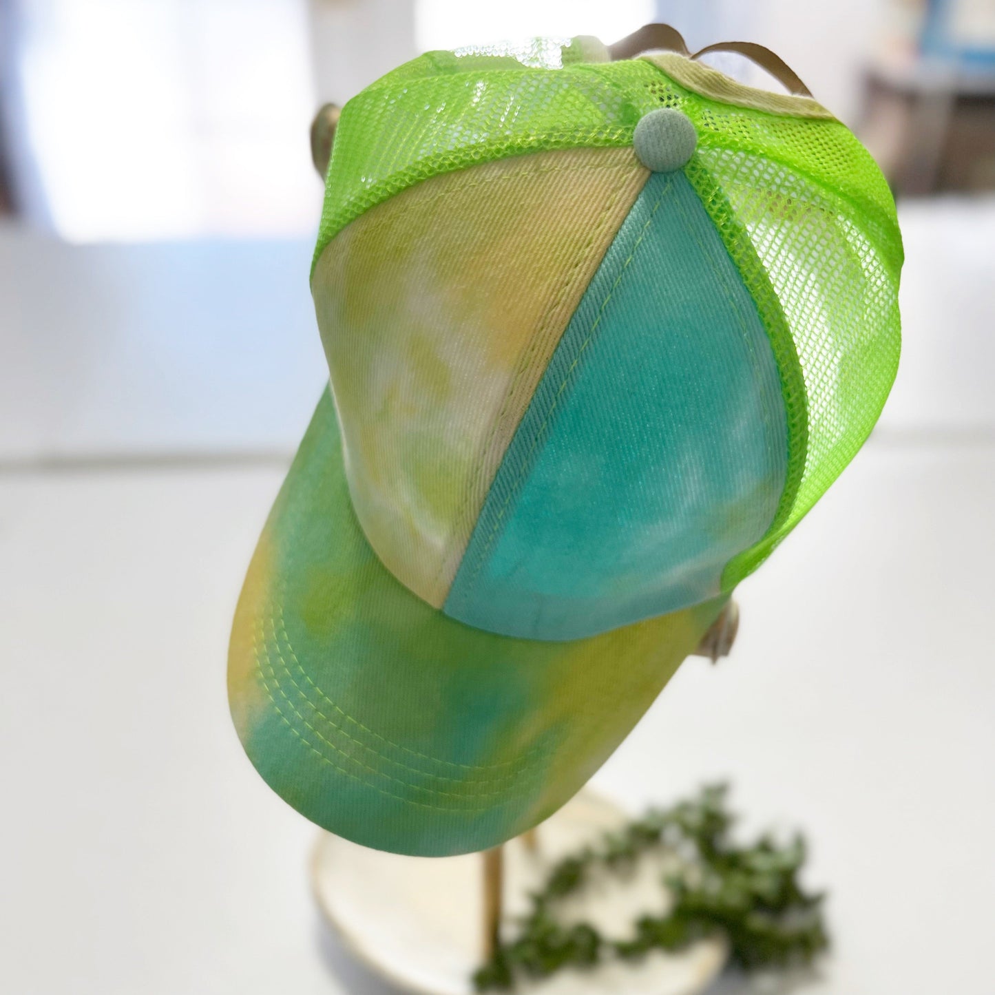 Tie Dye Trucker Ponytail Hat | Mesh Back Criss Cross Cap