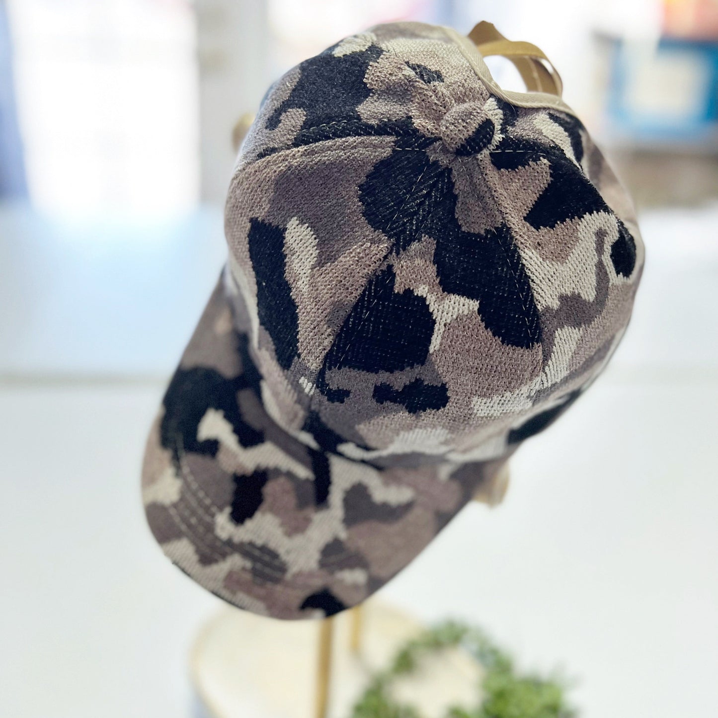 Taupe Grey Black Soft Camo Trucker Hat | Criss Cross Cap
