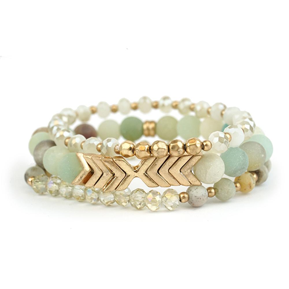 Champagne, Mint & Gold Arrows Stacking Bracelets