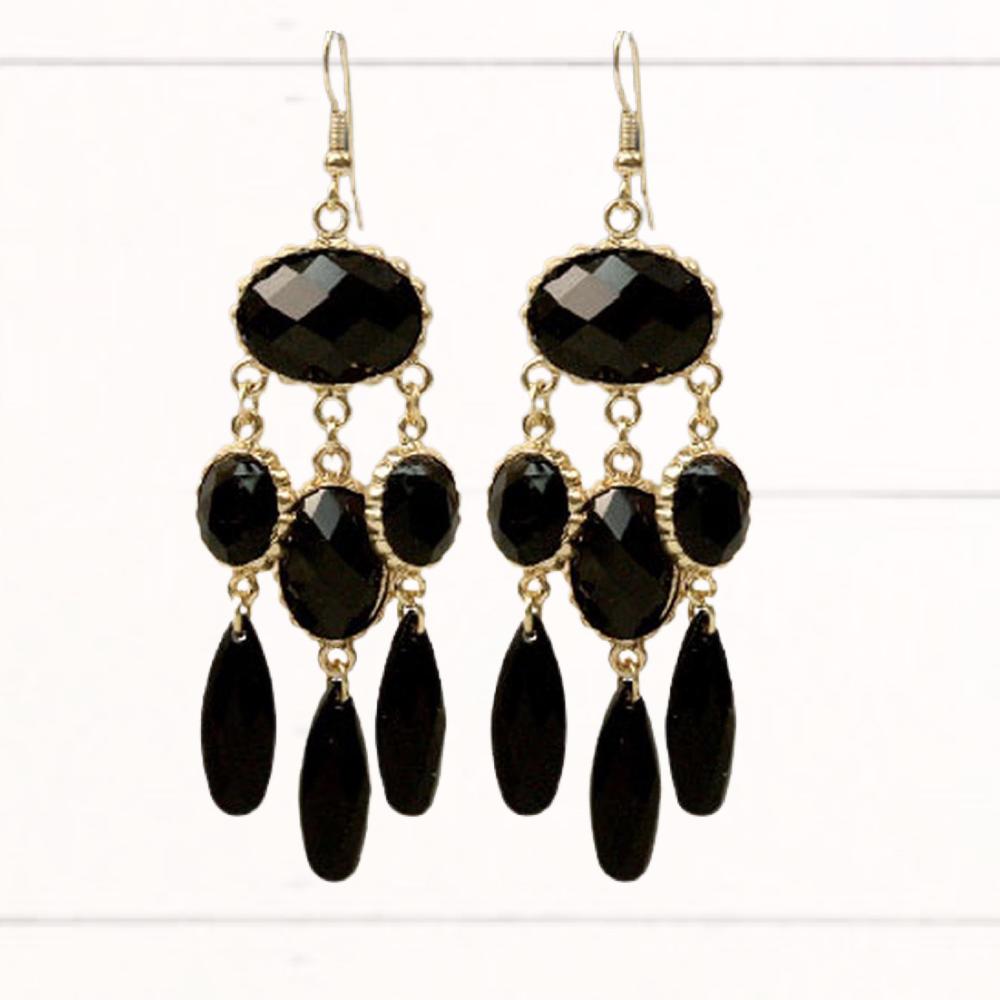 Black & Gold Chandelier Earrings