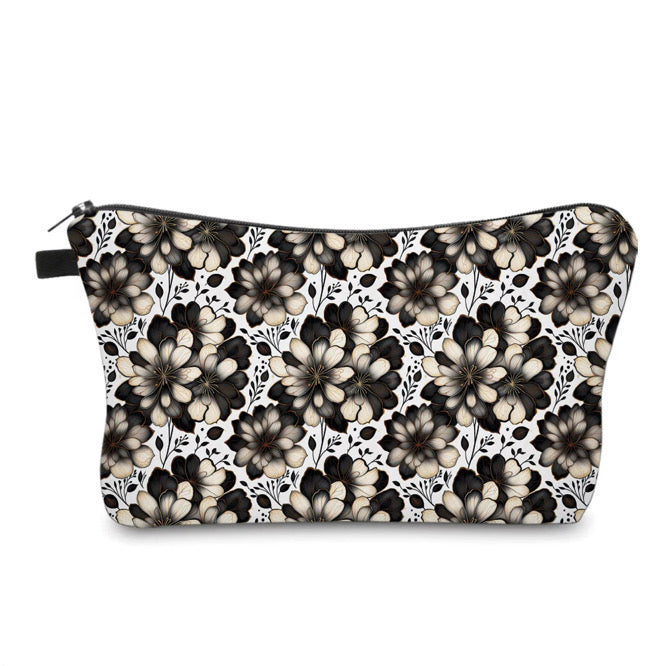 Pouch - Black White Cream Floral
