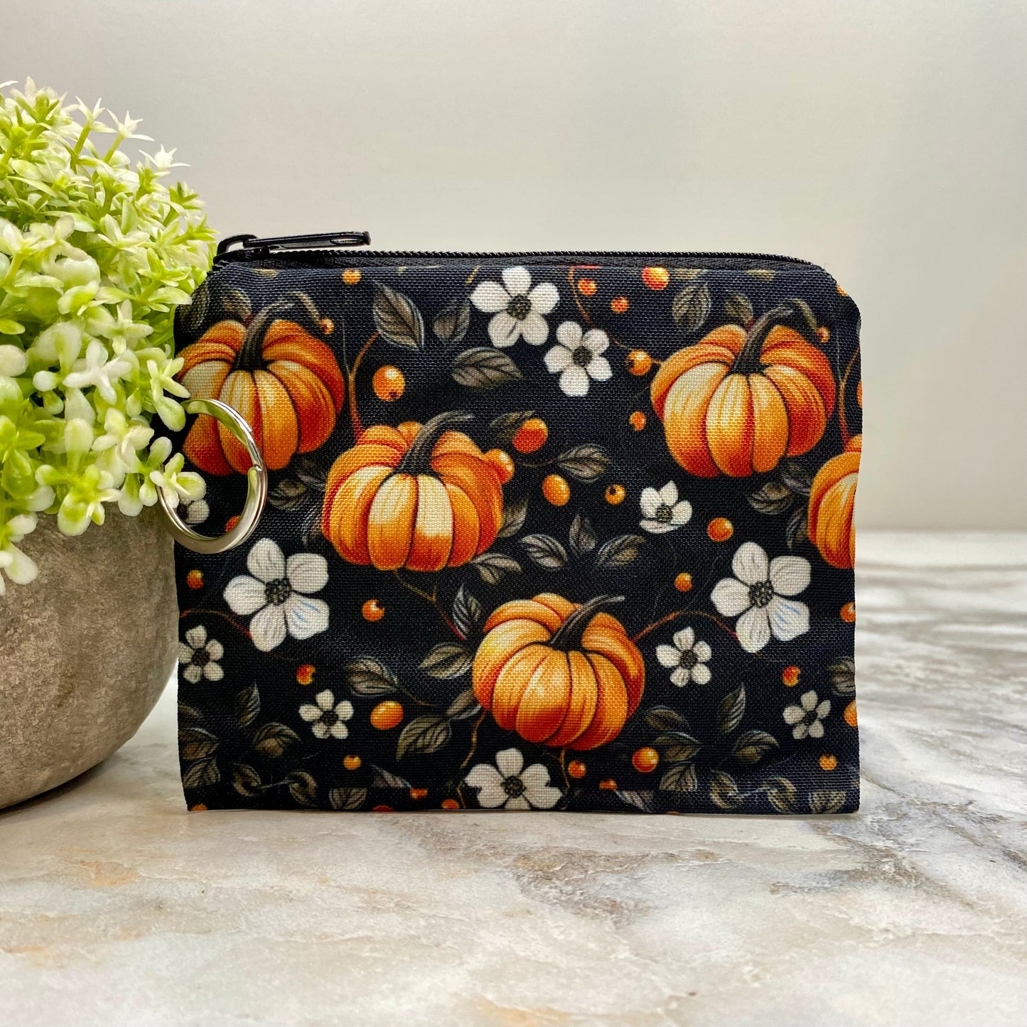 Mini Pouch - Halloween Fall - Pumpkin Black & White