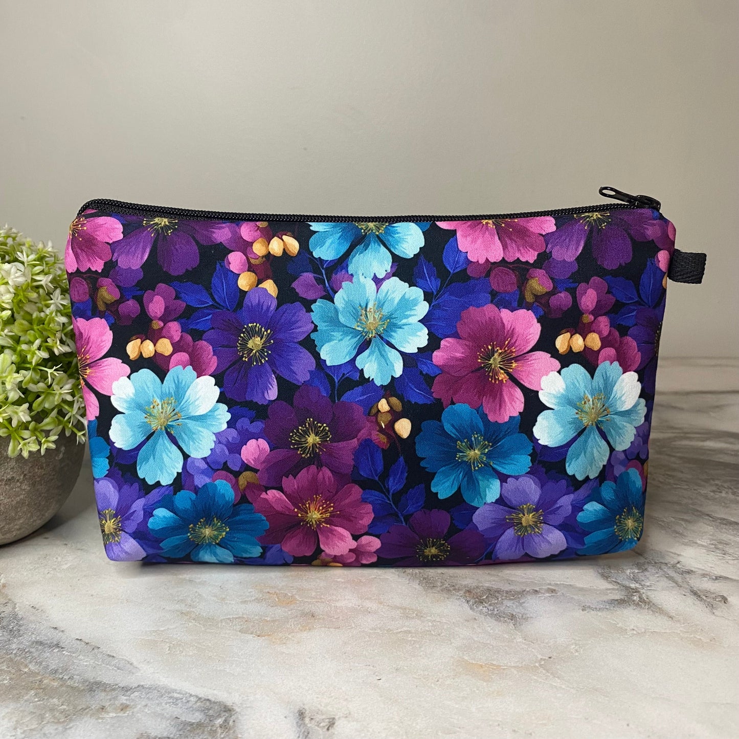 Pouch - Floral Pink Purple Aqua